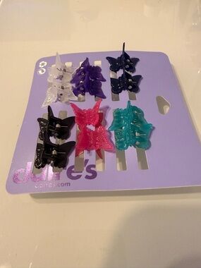 Claire's Butterfly Hair Clips - Clear, Purple, Navy, Black, Pink, Teal